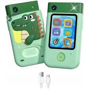 Aparat cyfrowy Xrec Aparat Cyfrowy 48mp Kamera 1080p Dla Dziecka Gry Latarka Mp3 Budzik Telefon / Bls-i9 / Zielony Dinozaur