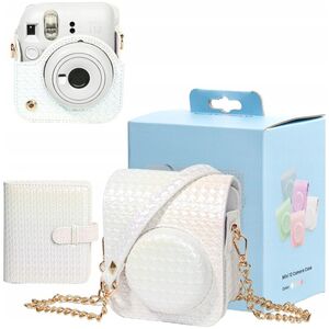 LoveInstant Zestaw 2w1 Futerał Etui Case Do Fuji Instax Mini 12 + Album Na 64 Zdjęcia / Biały