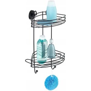 Wenko Półka pod prysznic Vacuum-Loc, dwupoziomowa, metalowa, czarna, WENKO