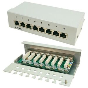 LogiLink Patchpanel CAT6, 8-portowy, ekranowany, szary (NP0016A)