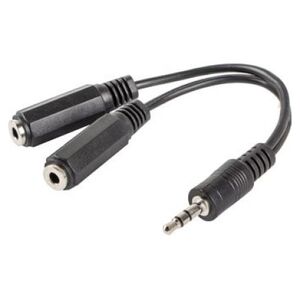 Kabel Lanberg Jack 3.5mm - Jack 3.5mm x2 0.1m czarny (AD-0024-BK)
