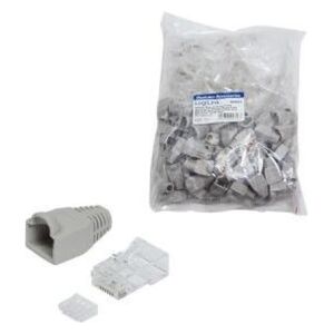 LogiLink Wtyk RJ45 CAT.6 UTP z osłonką, szary 100sztuk (MP0023)