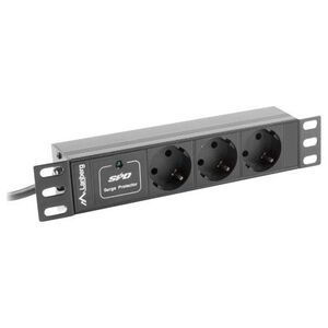 Lanberg Listwa zasilająca PDU 10'' 1U 3x 230V Schuko 2m (PDU-03F-0200-BK)