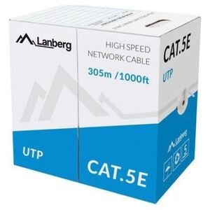 Lanberg instalacyjny UTP, kat. 5e, drut CU, 305m, szary (LCU5-11CU-0305-S)