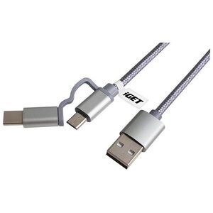 Kabel USB iGET USB-A - microUSB + USB-C 1 m Srebrny (G2V1)