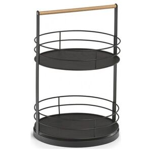 Zeller Taca do serwowania, 2-piętrowa, metal / drewno, czarny, wysokość: 43 cm