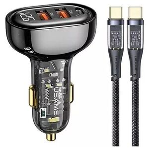 Ładowarka Usams USAMS Ład. sam. 2xUSB+1xUSB-C 80W Fast Charge + kabel USB-C - USB-C  BXLACCTC01