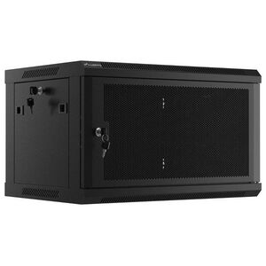 Szafa Lanberg Szafa wiszšca 19 cali 6U 600x450 drzwi perforowane (flat pack) czarna