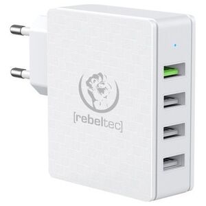 Ładowarka Rebeltec Łarowarka sieciowa H410 TURBO QC3.0 4 porty Wejcie sieciowe 100-240V 50/60Hz, maksymalny pobór pršdu 0,7A, jeden port USB zgodny z QC3.0