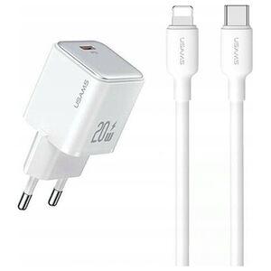 Ładowarka Usams Ładowarka sieciowa USAMS US-CC183 USB-C 20W PD3.0 + kabel US-SJ610 USB-C / Lightning biały/white