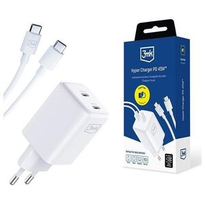 Ładowarka 3MK 3mk Hyper Charger PD 45W+USB Cable C to C White