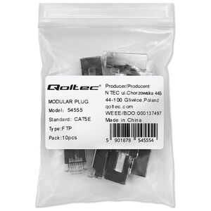 Qoltec Wtyk QOLTEC złącze modularne RJ45 | CAT5e | FTP | Pozłacane styki | 10 sztuk