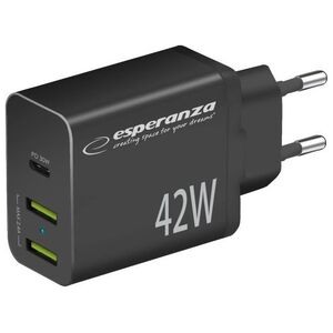Ładowarka Esperanza EZC106K Esperanza ładowarka sieciowa 42w usb-c pd 30w / 2x usb-a 12w