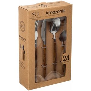 Secret de Gourmet Komplet sztućców AMAZONIE, 24 elementy, z drewnianą rączką