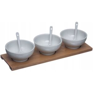 Secret de Gourmet Zestaw do przekąsek, 3 porcelanowe miseczki + łyżeczki i podstawka