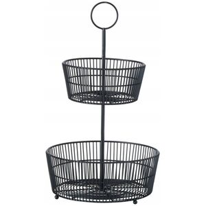 Boltze Patera dekoracyjna czarna GEA,  dwa poziomy, wys. 44 cm