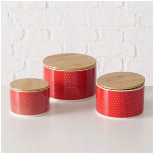 Boltze Pojemniki ceramiczne z bambusową pokrywą LILLY, 3 sztuki