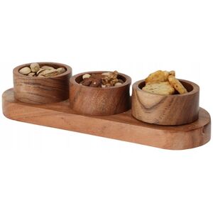 Home Styling Collection Zestaw do serwowania przekąsek, drewno akacji, 28 x 10 x 6 cm