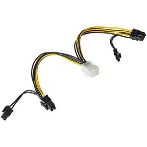 Akyga PCIe 6-pin - PCIe 8-pin x2, 0.15m, Żółty (AK-CA-55)
