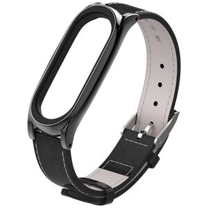 Pasek skórzany do Xiaomi Mi Band 3/4 - Black uniwersalny