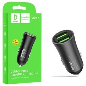 Ładowarka ŁADOWARKA SAMOCHODOWA 12W CZARNA DENMEN 2.4A 2400mAh DUAL FAST CHARGING DZ07 ALUMINIOWA