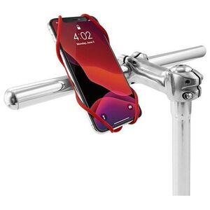 Uchwyt telefonu komórkowego Bone Bike Tie 3, na rower, regulowany rozmiar, czerwony, 4.7-7.2", silikon, mocowany do kierownicy, cz