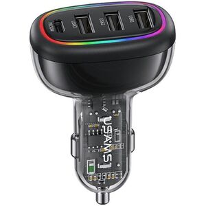 Ładowarka Usams Ładowarka Samochowoa USAMS 1xUSB-C 3xUSB-A C34 48W 3A+C PD czarna CC170CC01 (US-CC170)