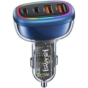 Ładowarka Usams Ładowarka Samochodowa USAMS 2xUSB-C 2xUSB-A C34 120W niebieska CC169CC01 (US-CC169)