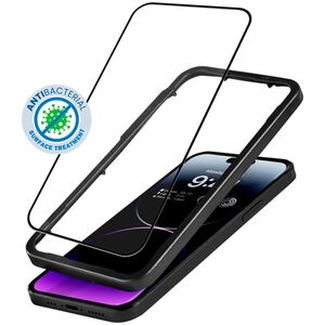 Crong Crong Anti-Bacterial 3D Armour Glass - Szkło hartowane 9H na cały ekran iPhone 14 Pro Max + ramka instalacyjna