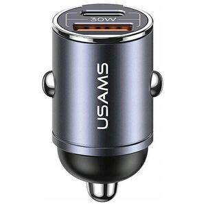 Ładowarka Usams Ładowarka samochodowa 30W 1xUSB+1xUSB-C C38 Fast Charge Stalowa