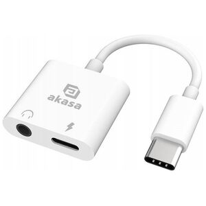 Akasa AKASA adaptér USB-C to 3.5mm Jack & PD 15W Nabíjecí port, bílá