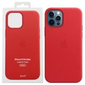 Apple Etui Apple MHKJ3ZE/A iPhone 12 Pro Max 6,7" czerwony/red Leather Case MageSafe