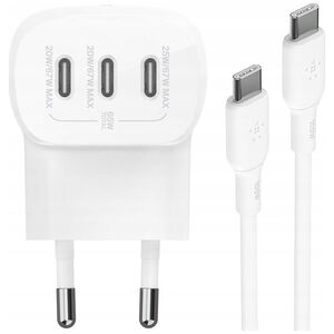 Zasilacz do laptopa Belkin Belkin BOOST Charge USB-C 67W 3xUSB-C + Cable WCC002vf2MWH-B6