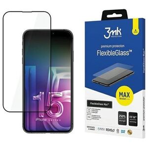 TRITON 3MK FlexibleGlass Max iPhone 15 Pro 6.1" czarny/black, Szkło hybrydowe z wzmocnionymi krawędziami