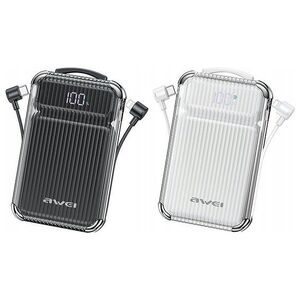 Powerbank Awei AWEI PowerBank P89K 10000mAh 38,5W czarny/black + kable PD/Lightning