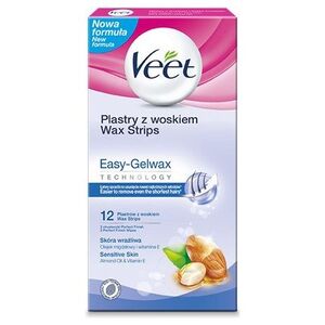 Veet Plastry do depilacji z woskiem dla skóry wrażliwej 12 szt