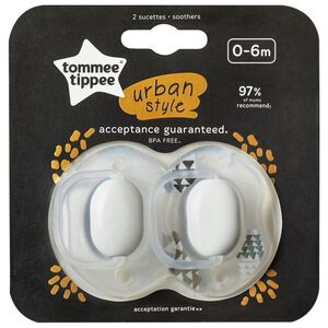 Tommee Tippee Smoczek uspokajający Urban unisex 0-6 m-cy 2 szt.