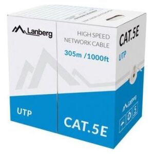 Przewód Lanberg Kabel UTP Kat.5E CCA 305m drut niebieski LCU5-10CC-0305-B-LCU5-10CC-0305-B