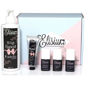 Elisium ELISIUM_SET Zestaw Startowy Flexy Gel Pro Bond + Miracle Base Gel + Top Coat Shiny + Slip Liquid + Gel Milky