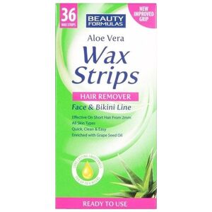 Beauty Formulas BEAUTY FORMULAS_Wax Strips Hair Remover plastry do depilacji twarzy i okolic bikini Aloe Vera 36szt.