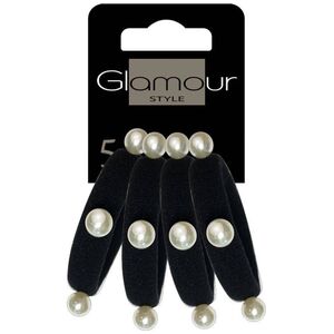 Glamour Glamour gumki Do Włosów Czarne Z Perełkami 4szt