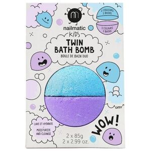 Nailmatic Nailmatic Kids Twin Bath Bomb podwójna kula do kąpieli dla dzieci Blue/Violet 170g