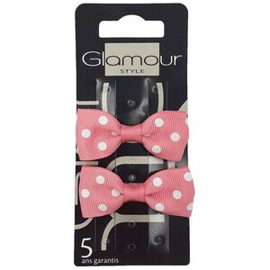 Glamour GLAMOUR_Spinki do włosów Różowa Kokarda w Kropki 2szt