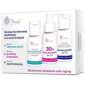 Ava AVA ZESTAW DO DOMOWEJ EKSFOLIACJI W TRZECH KROKACH z kwasem mlekowym 30%