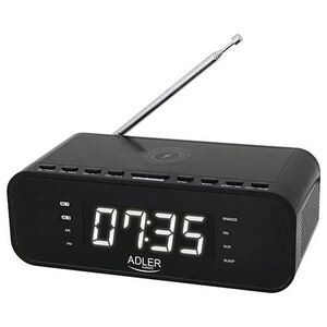 Radiobudzik Adler AD 1192B Radiobudzik z bezprzewodową ładowarką i fm