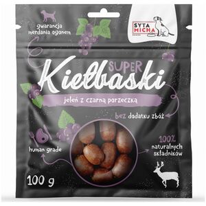 Syta Micha Syta Micha Super kiełbaski dla psa Jeleniem i czarną porzeczką 100g