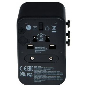Verbatim 100-250 V Adapter podróżny, CEE7 (widelec) - gniazdo, czarny, Verbatim