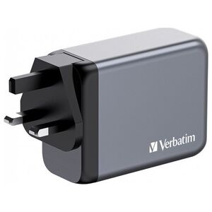 Verbatim Ładowarka GaN Verbatim, USB 3.0, USB C, szara, 200 W, wymienne końcówki C,G,A