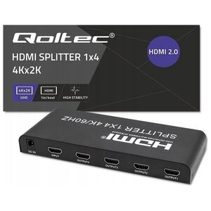 Qoltec Rozdzielacz aktywny Qoltec Splitter 4 x HDMI 4K x 2K | 6Gb/s | 60Hz