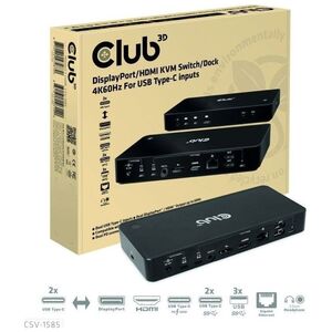 Club 3D Club3D KVM Switch 4K60Hz 2x USB-C> HDMI/DP/3xUSB/2xUSB-C/LAN retail